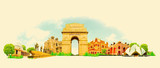 vector watercolor DELHI city illustration
