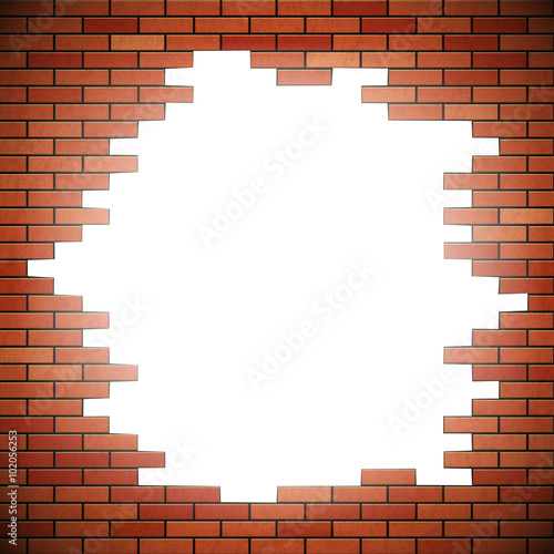 White hole in red brick wall