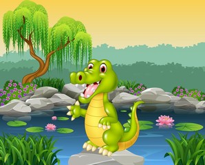 Cute crocodile presenting 