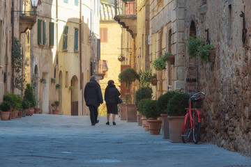 Tourist destination city, full of restaurants in southern Tuscan