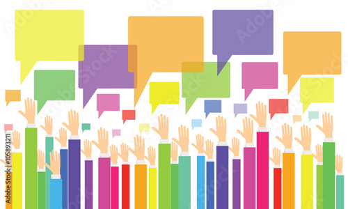 business vote.business opinion and comment .business people brainstorming .colorful business hand