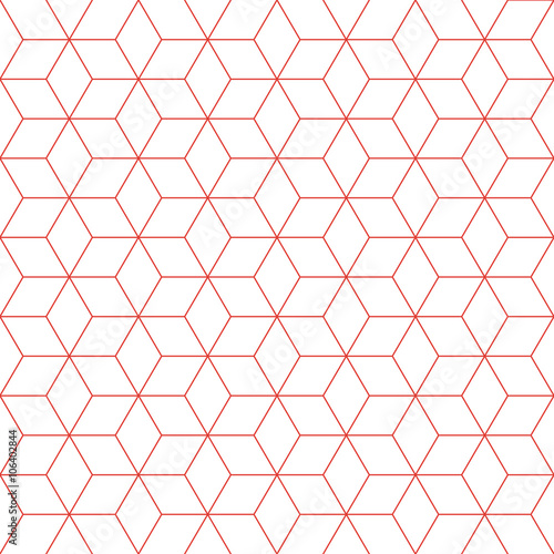 Fototapeta na wymiar Red line cube pattern background. Vintage retro vector design element.