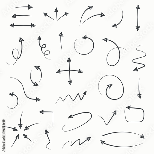 Sketch arrow set. Vector illustration for your business and education design. Hand drawn Elements for design