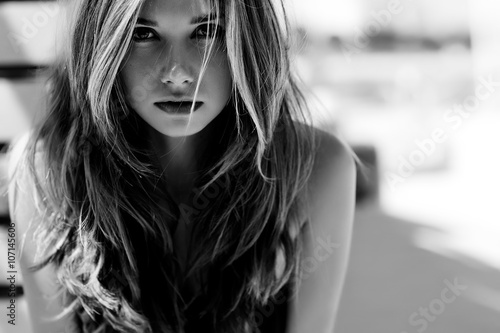 Portrait of sexy woman, bw