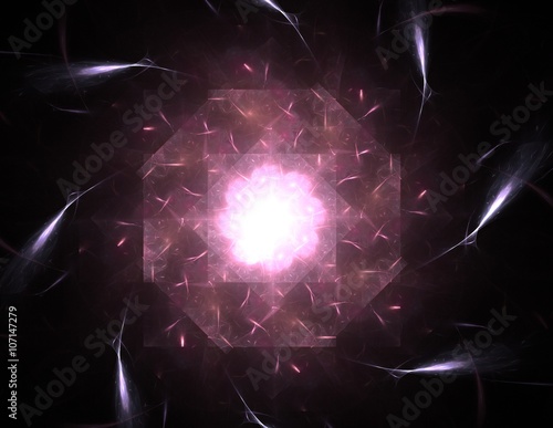 Plakat Seria Geometry of Space. Atrakcyjne wizualnie tło z krzywych pojęciowych i elementów fraktalnych odpowiednich jako element