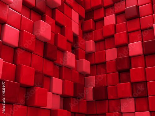 Abstract Red Cubes Wall Background