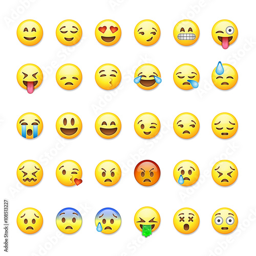 Set of emoticons, emoji isolated on