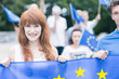 Woman with European Union flag Woman with European Union flag