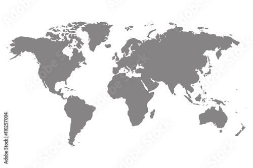 Fototapeta Grey blank world map.