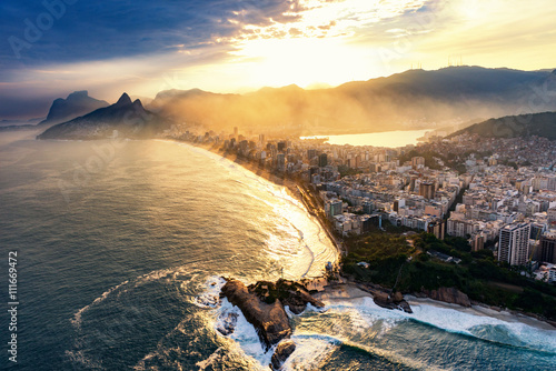 Rio De Janeiro, sunset over Ipanema beach Rio De Janeiro, sunset over Ipanema beach