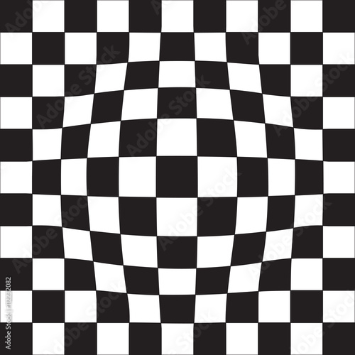 Zdjęcie XXL Złudzenie iluzji geometrycznej. Szachownica, czarne i białe komórki.