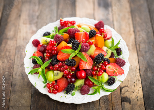 Fresh fruit salad on the plate