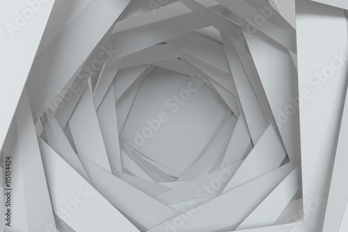 3d rendering concentric background with random rotated geometry shapes