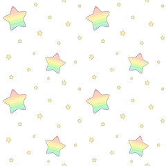 cute cartoon rainbow watercolor stars seamless pattern background illustration