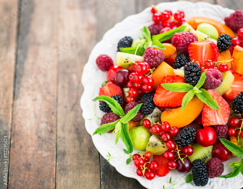 Fresh fruit salad on the plate 
