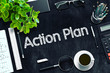 Action Plan on Black Chalkboard. 3D Rendering. Action Plan on Black Chalkboard. 3D Rendering.