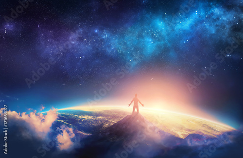 Climbing a high mountain