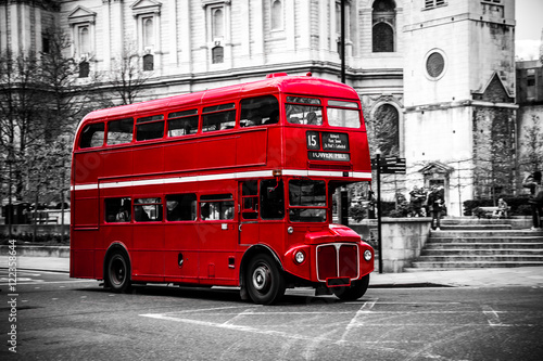  London's iconic double decker bus.