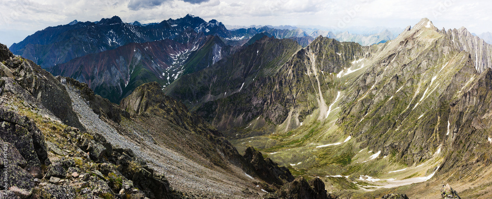 peaks of the mountains in summer