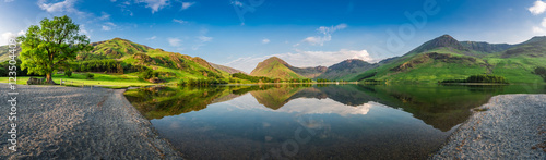 Stunning lake panorama in District Lake at dusk, England