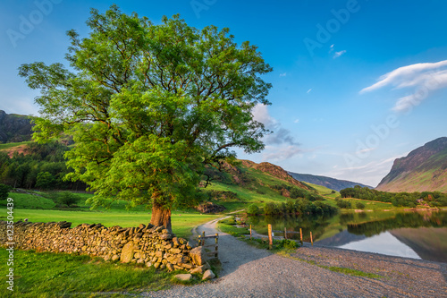 Wonderful sunset at lake in District Lake, England