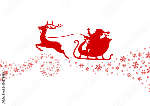 Red Christmas Sleigh & Snowflakes Swirl