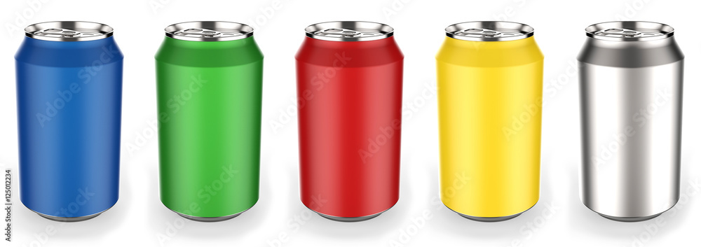 Getränkedosen verschiedene Farben.