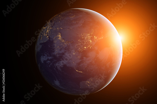 The Earth from space at night. Asia and Australia.