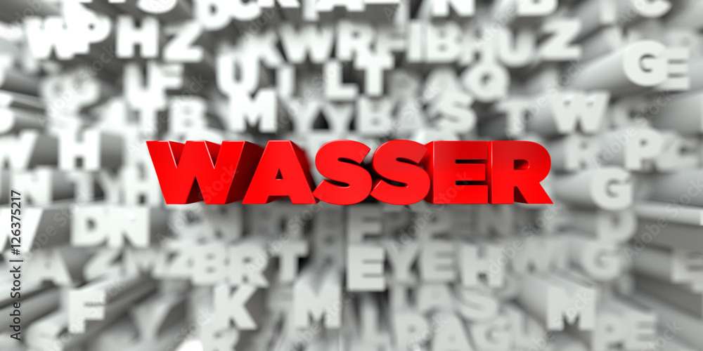 WASSER -  Red text on typography background - 3D rendered royalty free stock image. This image can be used for an online website banner ad or a print postcard.