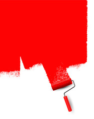 Anstrich mit Farbroller - Rote Fläche mit Textur
