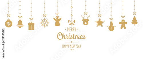 christmas ornament hanging gold isolated background