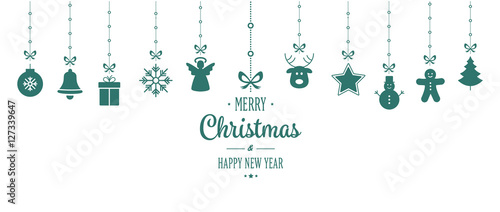 christmas ornament hanging green white background
