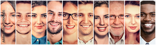 Smiling faces. Happy group of multiethnic people men and women
