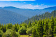Aerial view of green pine trees in high mountains landscape in Rila, Bulgaria Aerial view of green pine trees in high mountains landscape in Rila, Bulgaria