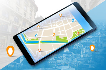 Mobilna nawigacja GPS na tablecie.