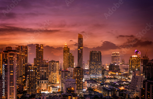abstract twilight time and cirtscape of dowtown - can use to display or montage on product