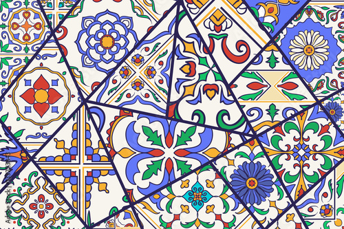 Vector decorative background. Mosaic patchwork pattern for design and fashion
