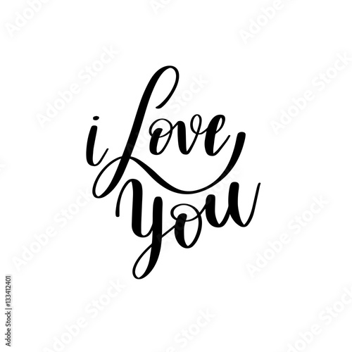 Obraz na płótnie i love you black and white hand written lettering about love