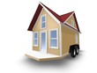 3D Rendered Illustration of a tiny house on a trailer. House is isolated on a white background. 3D Rendered Illustration of a tiny house on a trailer. House is isolated on a white background.