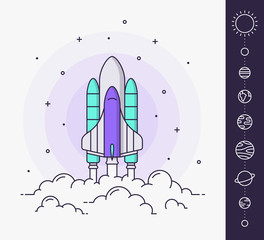 Space rocket launch. Vector illustration