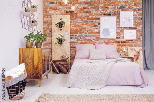 Bedroom with OSB decoration