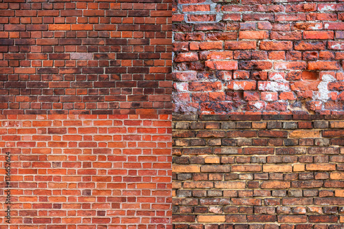 Old cracked brick wall texture collection