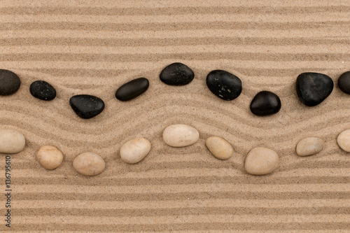  Two rows of stones lying on the sand, with space for text.