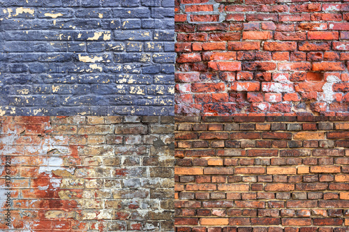 Old cracked brick wall texture collection