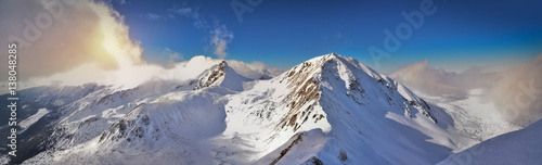  Panoramic winter view of west Tatra mountain. Wolowiec peak