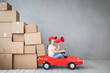 Child New Home Moving Day House Concept Child New Home Moving Day House Concept