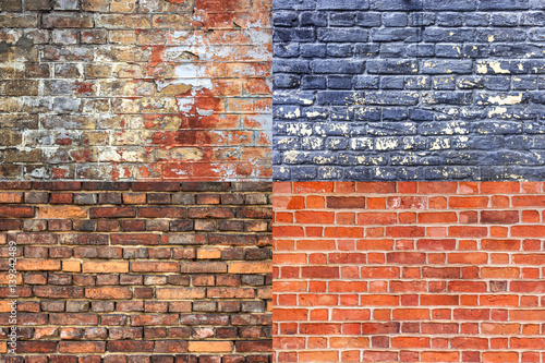 Old cracked brick wall texture collection