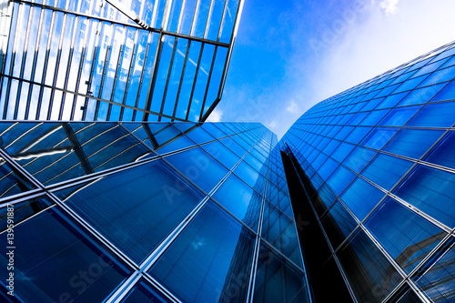 Modern glass silhouettes of skyscrapers. Business building