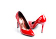 Pair Of Red Classic Women's High-Heeled Shoes Isolated On A White Background Pair Of Red Classic Women's High-Heeled Shoes Isolated On A White Background