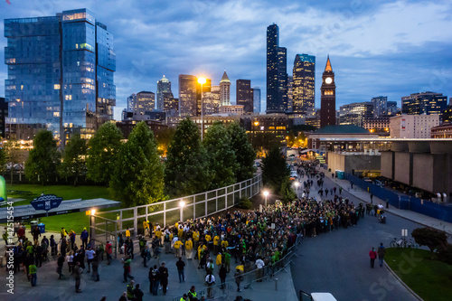 Crowds file in for the soccer game